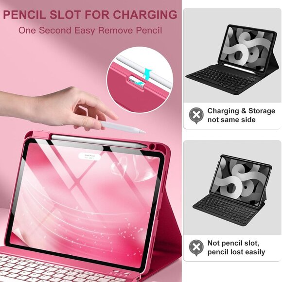 iPad Air 11" & 10.9" Folio Keyboard Case Watermelon Color RGB Backlit New in Box - Picture 4 of 5